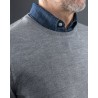 Stickad tröja rundhals herr Finess